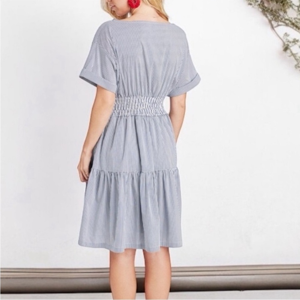Vineyard Vines Smocked Waist Fit & Flare Striped Dress - Picture 2 of 12